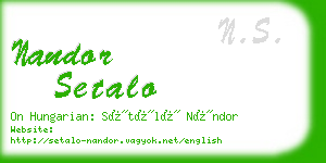nandor setalo business card